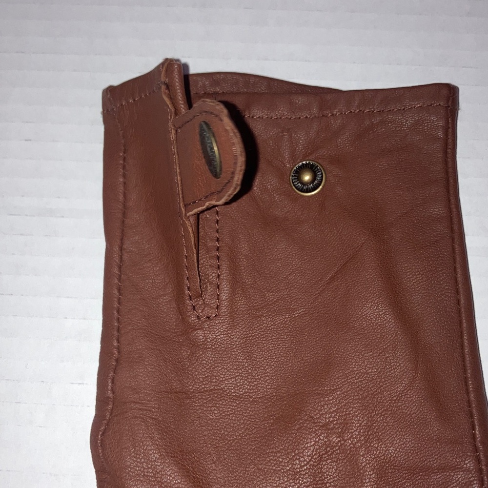 Wrangler‎ Brown Leather Gloves with Snap Size Medium - Picture 4 of 7